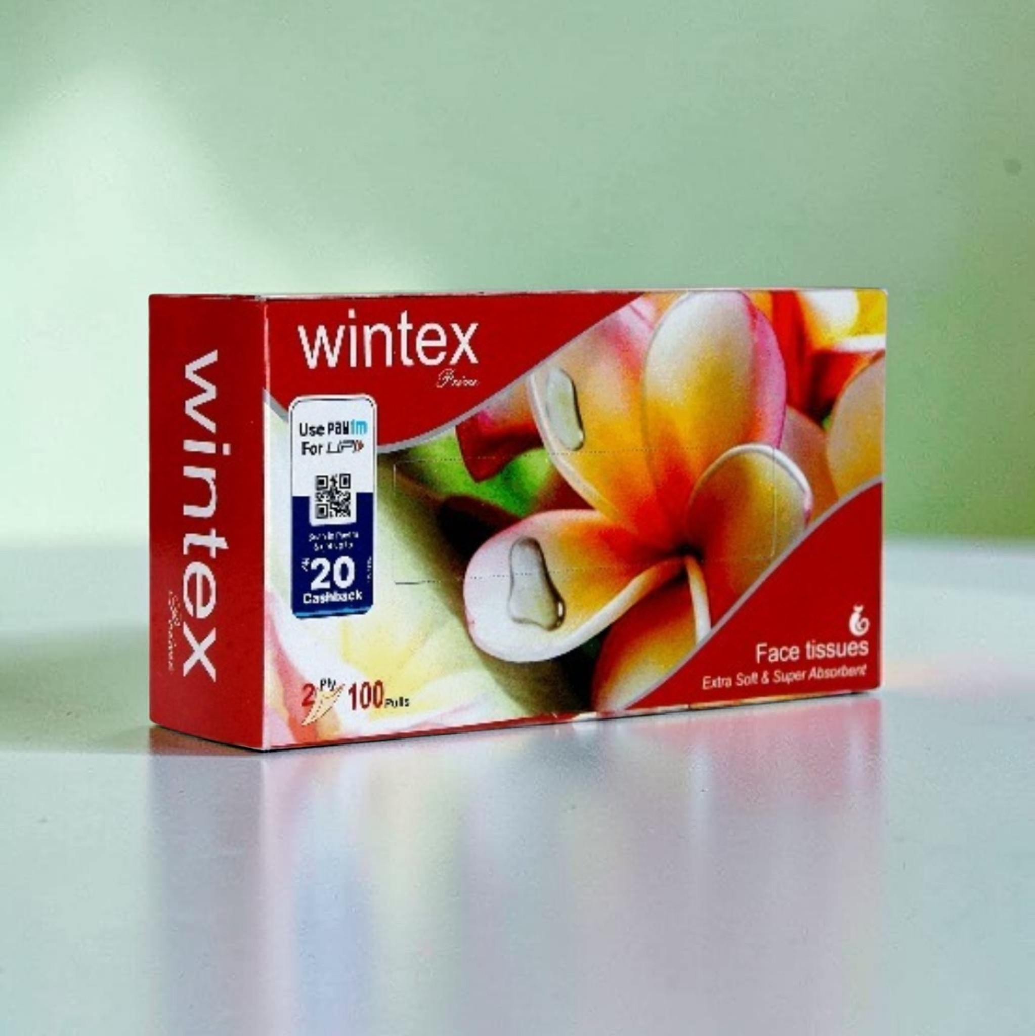 Wintex PRIME 2 Ply Facial Tissue (Pack of 4 boxes, 200 Sheets/100 Pulls per Box)