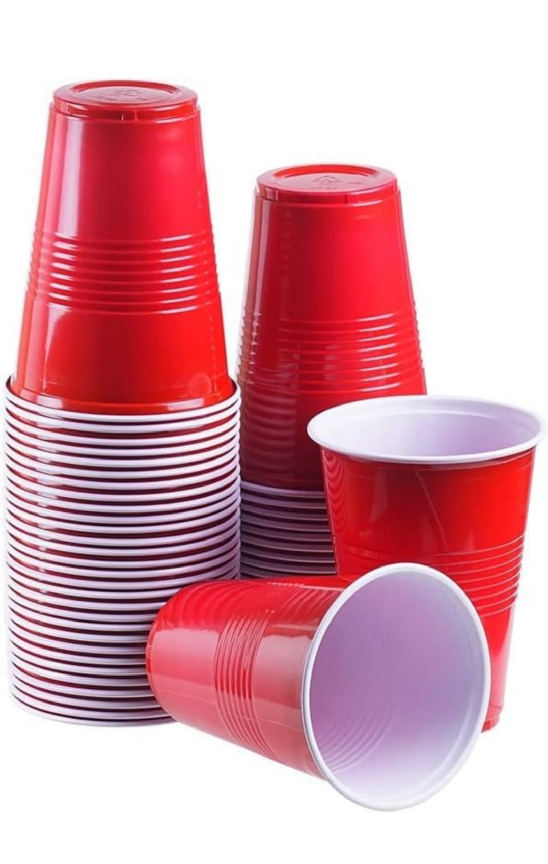 Plastic Reusable Bright Red Colour Cup Set for Occasional Party, Strong Reusable Glass, Leakproof Recylable, Great for Water Juices Milk & More Party & Event Supplies (Set of 50pcs)