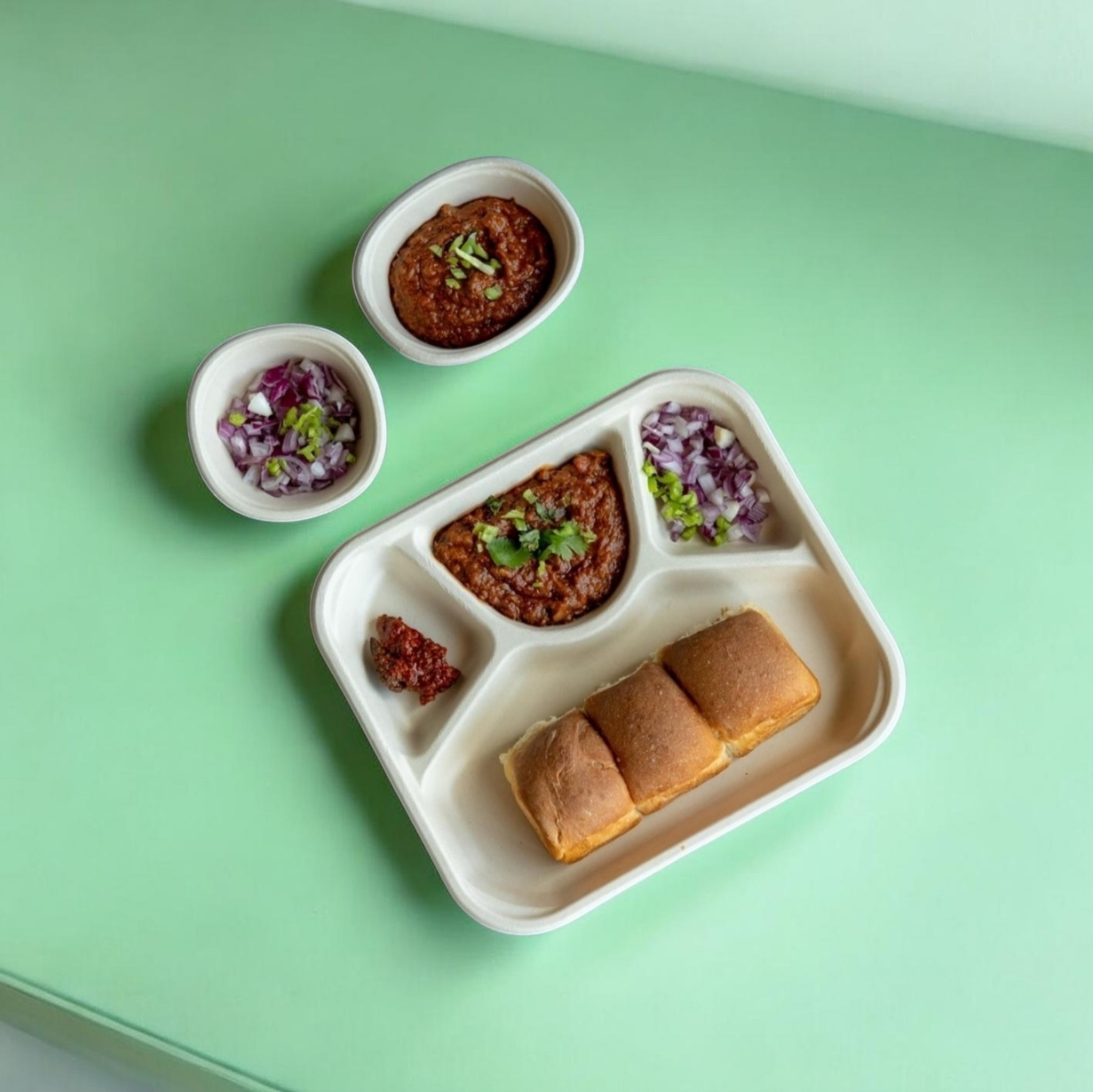 4 Compartment Bagasse Plates (25 pcs) – Leak-Proof & Compostable | Brown  |