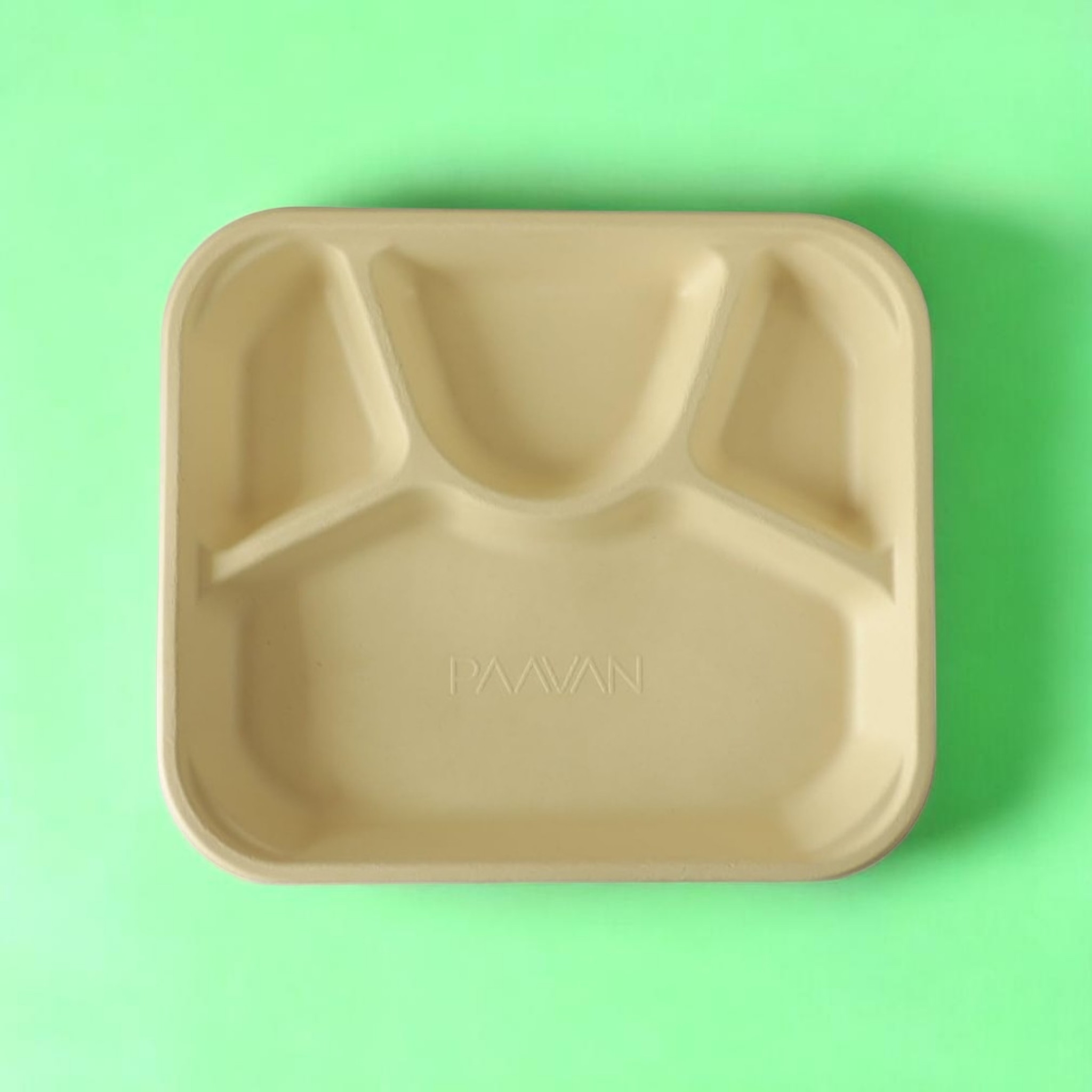 4 Compartment Bagasse Plates (25 pcs) – Leak-Proof & Compostable | Brown  |