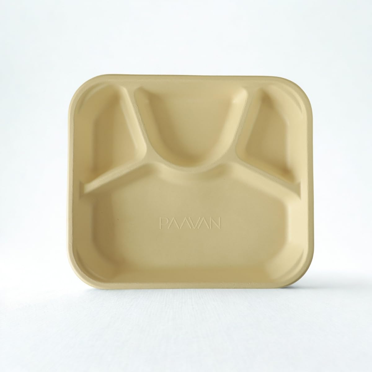 Pack of 25, 4 Compartment Plates |Sugarcane Bagasse Natural Disposable Sectioned Plates | Leak-Proof, Microwave Safe, Compostable | Sugarcane Bagasse | Brown |