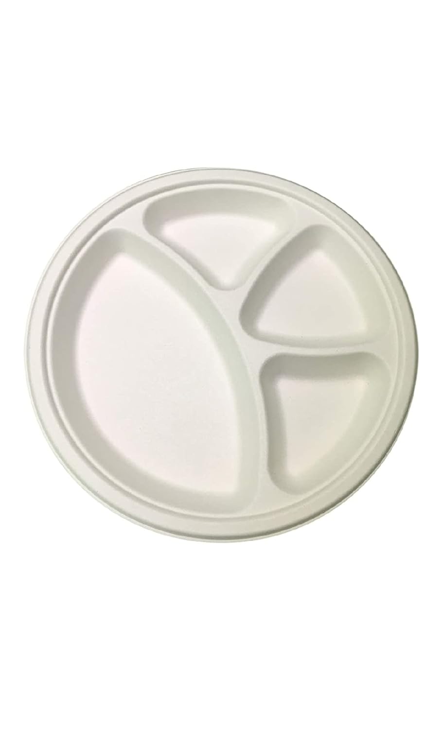 11-Inch 4-Compartment Disposable Bagasse Plates | Eco-Friendly, Biodegradable, Sugarcane Paper Plates | for Serving Dinner | Birthday, Wedding & Party | (25 Pcs)