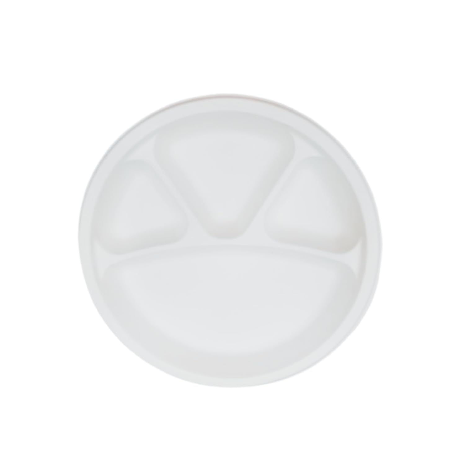12 Inch Heavy-Duty Plates [25-Pack] 4 Compartment Eco-Friendly Disposable White Bagasse Plate