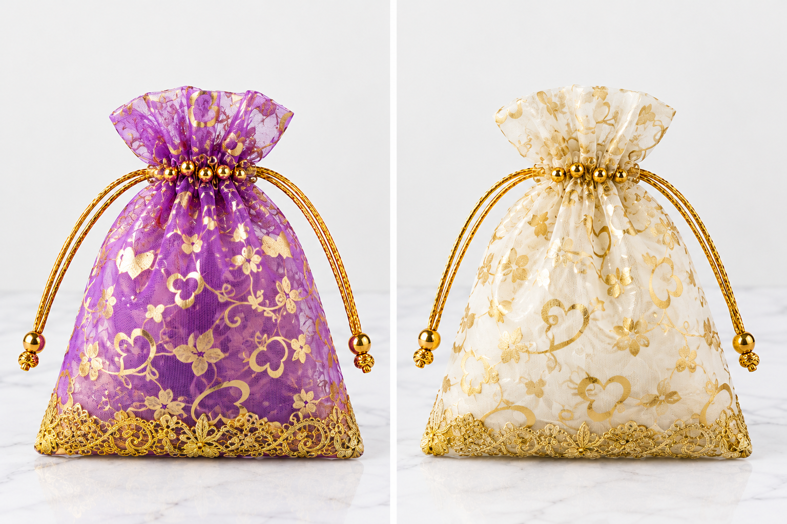 50 Pcs Potli Bags with Drawstring, 4 x 6 Inches, Small Return Gift Pouches for Weddings, Parties, Baby Showers & Dry Fruits